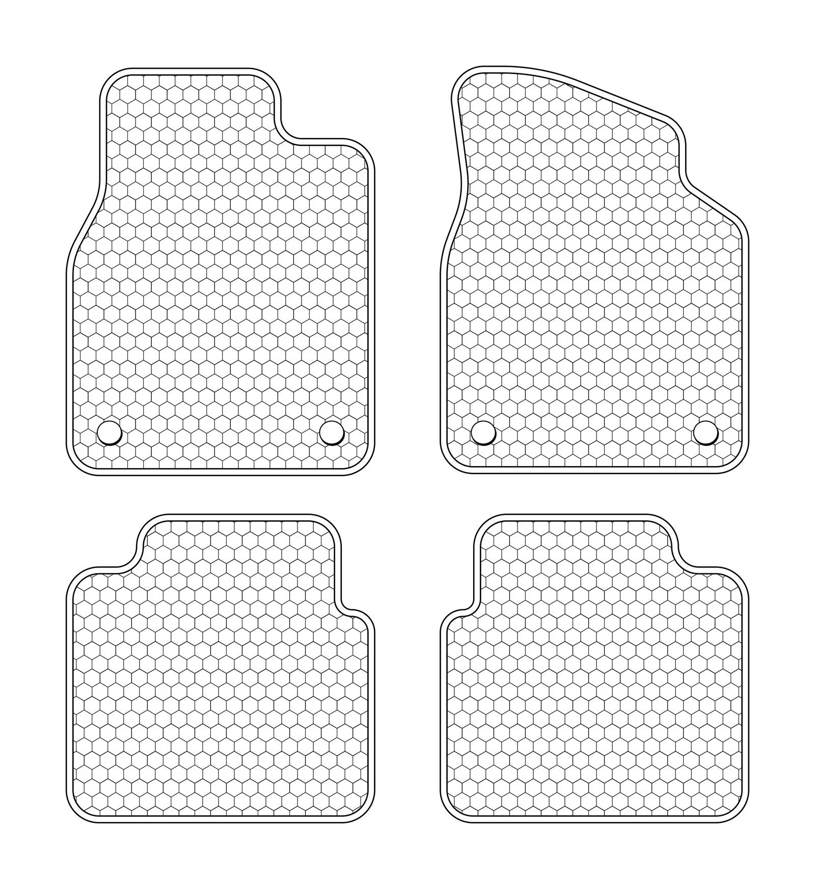 Set of 4 floor mats laid out showing all positions