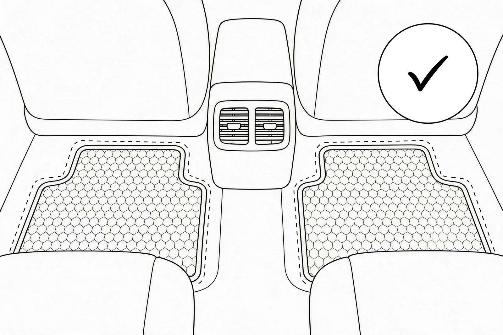 Rear mats correctly placed in footwells