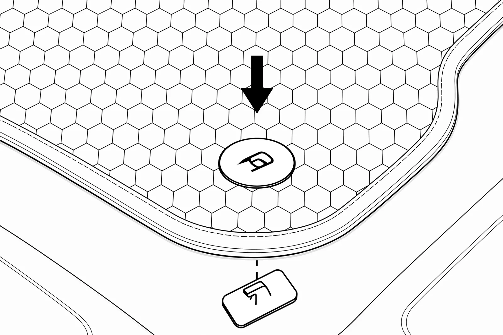 Type A retention — clip through hole